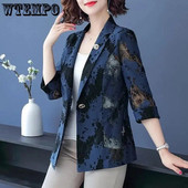 WTEMPO Blazere albastre pentru femei Topuri șic Jachetă cu mânecă lungă pentru femei Costume din dantelă Îmbrăcăminte exterioară Topuri elegante Livrare picătură