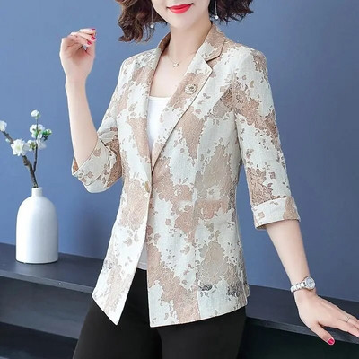 WTEMPO Blazere albastre pentru femei Topuri șic Jachetă cu mânecă lungă pentru femei Costume din dantelă Îmbrăcăminte exterioară Topuri elegante Livrare picătură