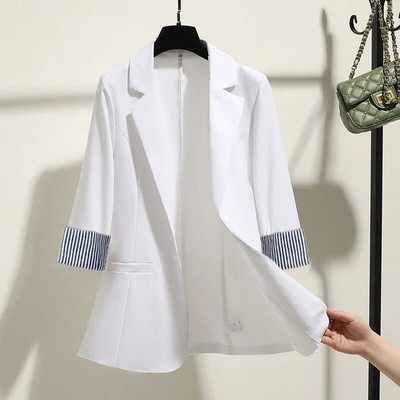 Blazere solide pentru femei Blazer la modă Costume slim pentru femei Casual mâneci trei sferturi Topuri șic Blazer subțire pentru dama de birou primăvară vară