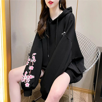 Μαύρα μπλουζάκια Anime Graphic Essentials Φούτερ Γυναικεία αισθητική Κορεάτικη μόδα Χαριτωμένα φούτερ με κουκούλα Streetwear Hoodie για γυναίκες