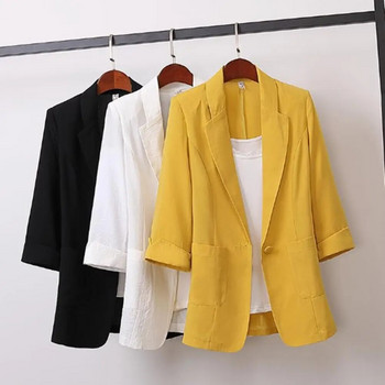 Κορεάτικο Office Lady Blazer Μονόχρωμο Χαλαρό Ανοιξιάτικο Φθινόπωρο με μακρυμάνικο πέτο τσέπες Γυναικεία κοστούμια Παλτό σακάκι
