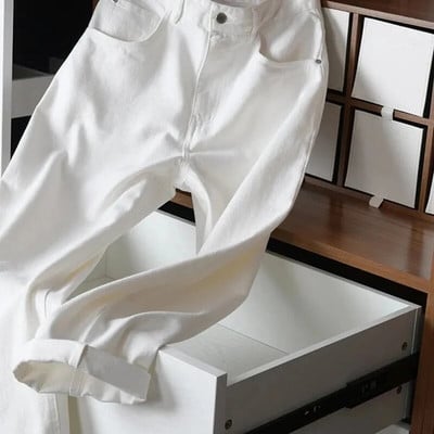 Dámske rovné džínsy s vysokým pásom, kórejská móda, streetwear, vrecovité, široké, ležérne, biele džínsové nohavice, nové vyprané, vintage, Vaqueros