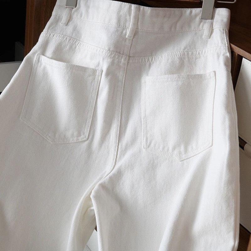 Dámske rovné džínsy s vysokým pásom, kórejská móda, streetwear, vrecovité, široké, ležérne, biele džínsové nohavice, nové vyprané, vintage, Vaqueros