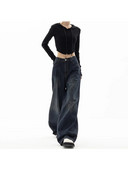 Îmbrăcăminte de stradă, vintage, talie înaltă, pantaloni largi, drepți, blugi, modă coreeană, pantaloni largi, Y2K, din denim, haine pentru femei