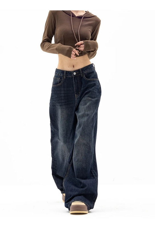 Îmbrăcăminte de stradă, vintage, talie înaltă, pantaloni largi, drepți, blugi, modă coreeană, pantaloni largi, Y2K, din denim, haine pentru femei