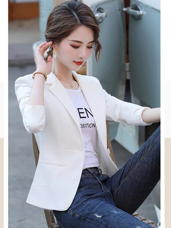 Fitshinling 2023 Nové módne sako pre ženy Oblečenie Slim Basic Jednofarebné dámske bundy Kabáty Vrchné oblečenie Jesenné Zimné Topy Výpredaj