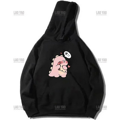 Pulover de cuplu de dinozaur Punk coreeană imprimeu desene animate hanorac femei bărbați kawaii anime estetic hanorac toamnă iarnă îmbrăcăminte exterioară