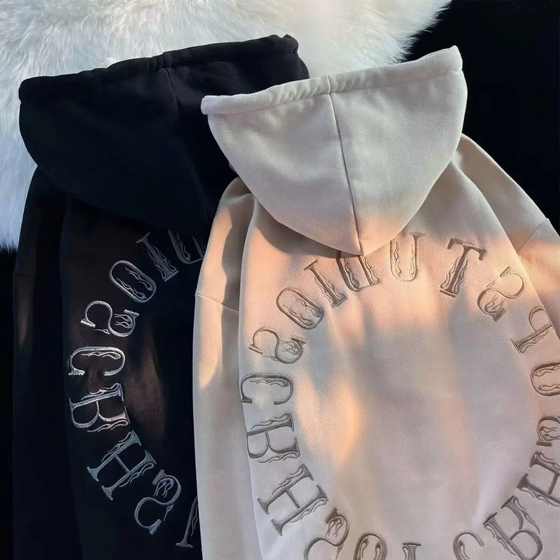Americká Y2k nadrozmerná punková mikina s kapucňou a flísom, hrubá zimná kórejská móda Kpop Vintage gotický ležérny zipsový preppy sveter
