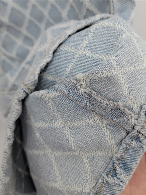 DEAT Blugi de damă cu talie înaltă spălați cu grilă de diamante distressed largi, drepti, pantaloni largi din denim 2024, primăvară, modă nouă 29L6613