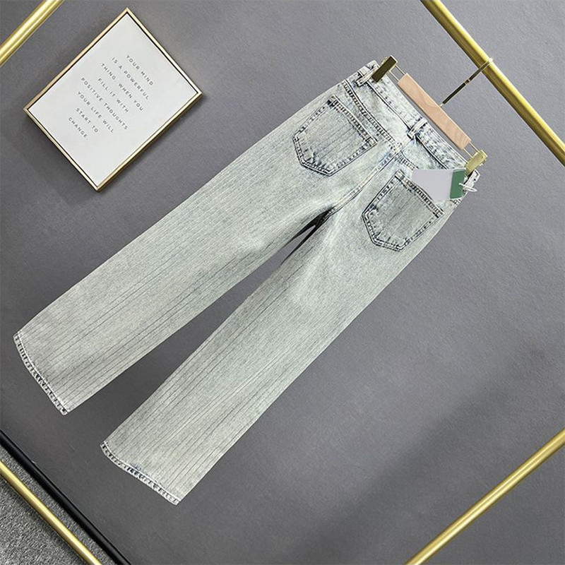 Chic Hot Drill Blugi largi Femei 2023 Noua Vară Pantaloni Drepți Lungi Denim Damă Moda unică Paiete Pantaloni în dungi Femei