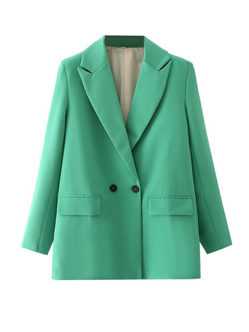 2023 Пролет Дамски блейзъри Модни двуредни офис облекла Блейзър Палто Винтидж Дамски връхни дрехи с джобове с дълги ръкави