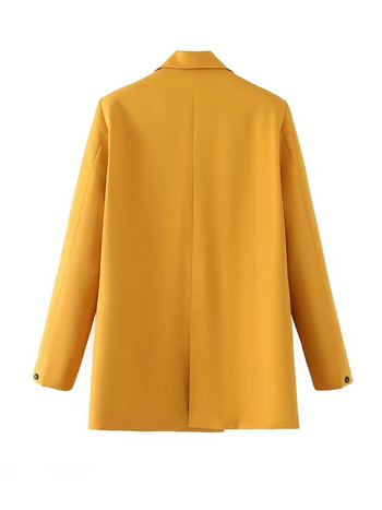 2023 Пролет Дамски блейзъри Модни двуредни офис облекла Блейзър Палто Винтидж Дамски връхни дрехи с джобове с дълги ръкави