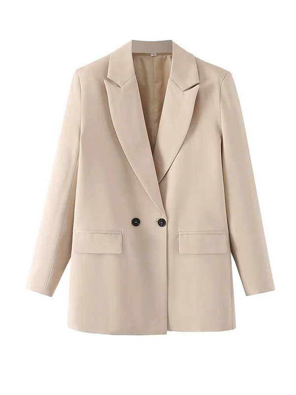 Jarné dámske saká 2023, módne dvojradové saká s dlhým rukávom a vreckami v kancelárii, sako, kabát, vintage štýl, dámske vrchné oblečenie