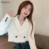 Blazere decupate Femei Primăvară Solid Elegant 4 culori Birou Doamnelor Temperament Clasic La modă Stil coreean Chic Oferte calde Timp liber