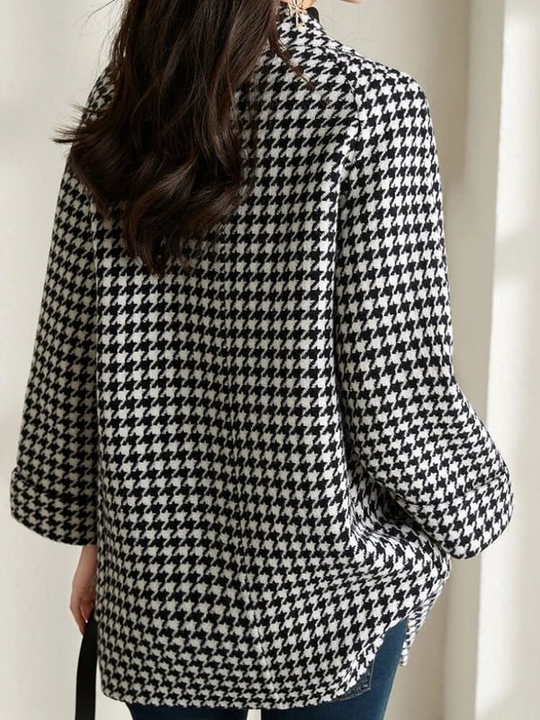 Jesenné dámske módne vlnené sako s pepitou stopou, dvojité zapínanie, vintage ležérne saká, dámske vrchné oblečenie, elegantné topy, nové