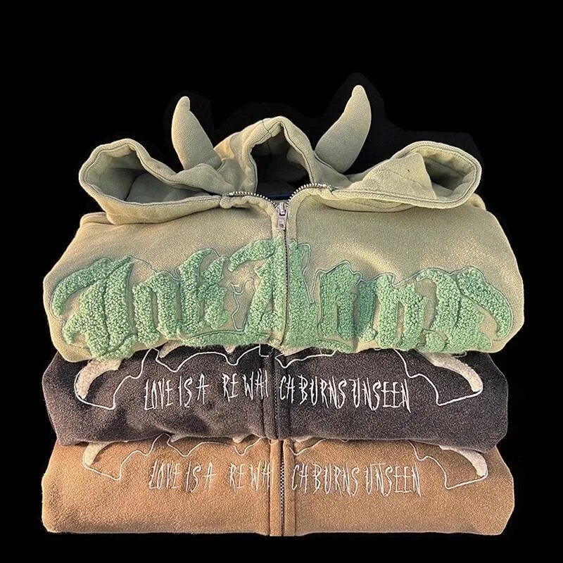 Dámske mikiny s kapucňou s výšivkou a písmenom Y2k v štýle Harajuku s dlhým rukávom a zipsom, jesenné retro nadrozmerné mikiny s kapucňou, streetwear