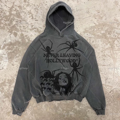 Hanorace vintage cu imprimeu Demon pentru femei Streetwear Hanorac supradimensionat pentru cupluri Hanorac Goth Harajuku Jachetă Y2k Topuri hanorace pentru femei
