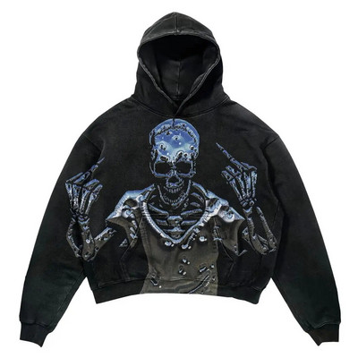 Hanorace vintage cu imprimeu Demon pentru femei Streetwear Hanorac supradimensionat pentru cupluri Hanorac Goth Harajuku Jachetă Y2k Topuri hanorace pentru femei