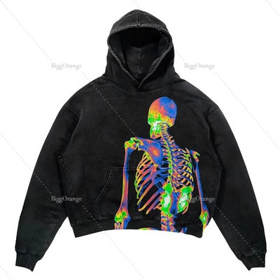 Hanorace vintage cu imprimeu Demon pentru femei Streetwear Hanorac supradimensionat pentru cupluri Hanorac Goth Harajuku Jachetă Y2k Topuri hanorace pentru femei