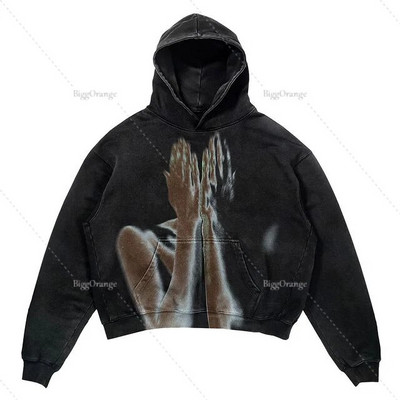 Hanorace vintage cu imprimeu Demon pentru femei Streetwear Hanorac supradimensionat pentru cupluri Hanorac Goth Harajuku Jachetă Y2k Topuri hanorace pentru femei