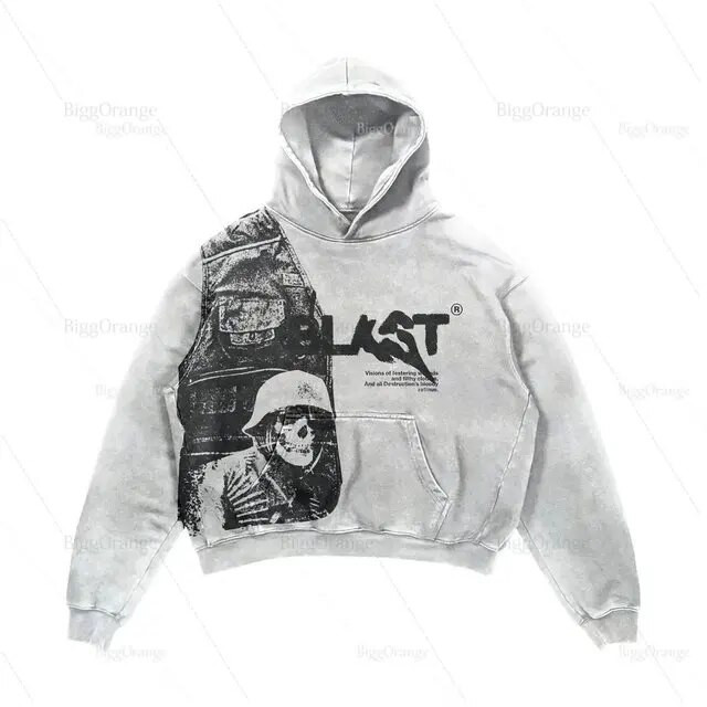 Hanorace vintage cu imprimeu Demon pentru femei Streetwear Hanorac supradimensionat pentru cupluri Hanorac Goth Harajuku Jachetă Y2k Topuri hanorace pentru femei