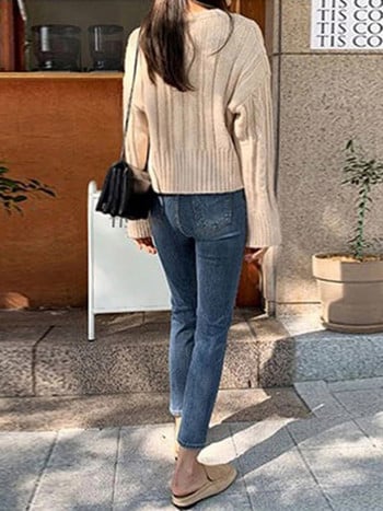 Дънки с висока талия за жени Streetwear Pencil Jeans Wedgie Icon Fit Female Denim Pants Washed Ladies Boyfriend Jeans с дължина до глезена