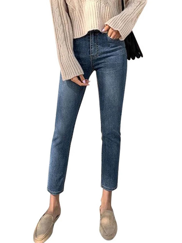 Dámske džínsy s vysokým pásom, streetwear, ceruzkové džínsy s klinovým strihom, ikonický strih, dámske džínsy, prané, boyfriend džínsy po členky