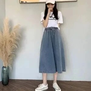 Jemný vietor, módne výšivky, elastický pás, široké nohavice, letné 2022, nové voľné nohavice The Flesh, dámske kovbojské skrátené nohavice