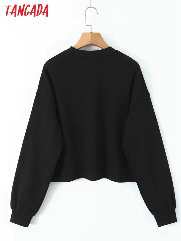 Tangada 2023 Φθινοπωρινά γυναικεία φούντα φούτερ Oversize μακρυμάνικα φαρδιά πουλόβερ 8H32