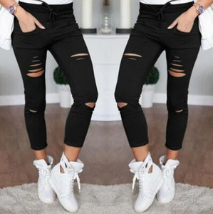 Blugi noi rupți pentru femei Femei mărime mare Pantaloni rupți Pantaloni elastici cu creion Leggings Blugi pentru femei Blugi pentru femei