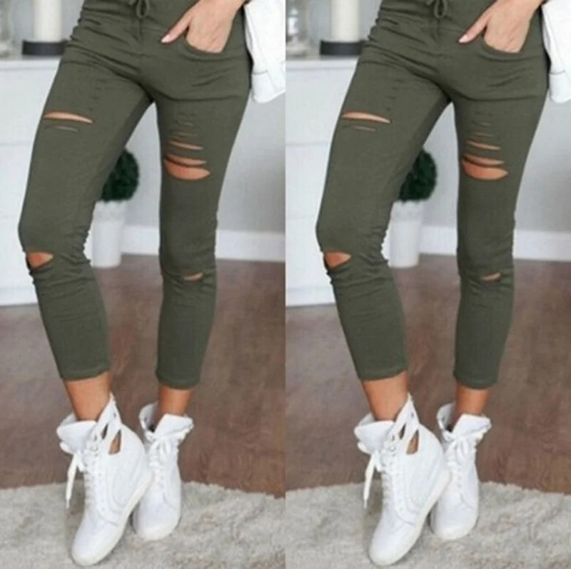 Blugi noi rupți pentru femei Femei mărime mare Pantaloni rupți Pantaloni elastici cu creion Leggings Blugi pentru femei Blugi pentru femei