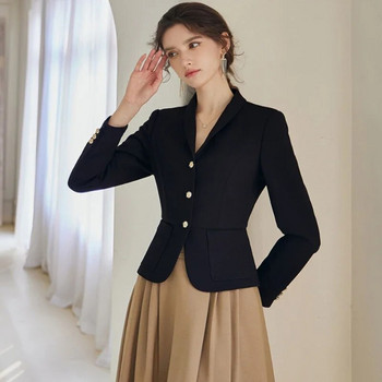Jacket Blazer Γυναικεία Crop Ρούχα Λεπτά εξωτερικά ενδύματα Κοντά μασίφ παλτό για γυναίκες Μαύρη τάση 2023 Νέα σε Δημοφιλή ρούχα Κορέας Έκπτωση