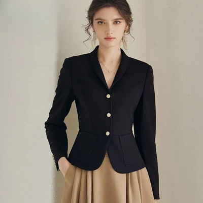 Jacket Blazer Γυναικεία Crop Ρούχα Λεπτά εξωτερικά ενδύματα Κοντά μασίφ παλτό για γυναίκες Μαύρη τάση 2023 Νέα σε Δημοφιλή ρούχα Κορέας Έκπτωση