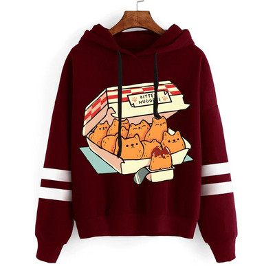Kitten Nuggets Fast Food Ženske majice s printom mačaka Top Ženske Harajuku modne majice s kapuljačom Oversize Kawaii majice s dugim rukavima