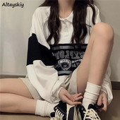 Hanorace cu imprimeu pentru femei, largi, cu mânecă lungă, Harajuku, îmbrăcăminte de stradă, elegantă, de toamnă, preppy, stil coreean, pentru studenți, Ropa Mujer Bew
