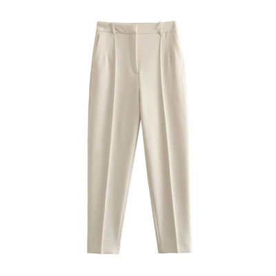 TRAF Moda Femei Ocazional Birou Blazere drepte Jachetă cu nasturi bej Femei Paltoane elegante Maneci lungi Umeri Blazer