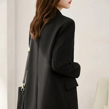 Μακρύ μπουφάν για γυναίκες Τελευταίες φθινοπωρινές στολές μόδας Μαύρα πολυτελή ρούχα Trend Γυναικείο σακάκι ραπτικό casual 2023 Χειμερινό παλτό