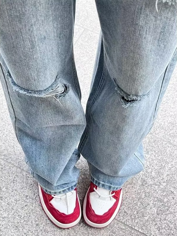 Retro roztrhané džínsy pre ženy v lete, nový dizajn, vysoký pás, zoštíhľujúce, rovné nohavice pre dámske džínsy