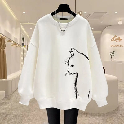 Jesenné a zimné vintage mikiny s výstrihom do O-neck s voľnými rukávmi, dámske oblečenie, ležérna potlač, jednofarebný sveter s dlhým rukávom, tričko s krátkym rukávom