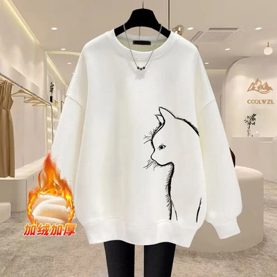 Jesenné a zimné vintage mikiny s výstrihom do O-neck s voľnými rukávmi, dámske oblečenie, ležérna potlač, jednofarebný sveter s dlhým rukávom, tričko s krátkym rukávom