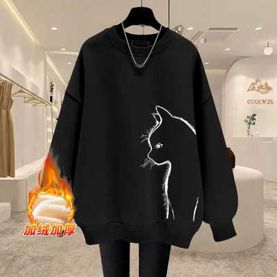 Jesenné a zimné vintage mikiny s výstrihom do O-neck s voľnými rukávmi, dámske oblečenie, ležérna potlač, jednofarebný sveter s dlhým rukávom, tričko s krátkym rukávom