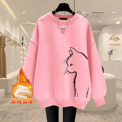 Jesenné a zimné vintage mikiny s výstrihom do O-neck s voľnými rukávmi, dámske oblečenie, ležérna potlač, jednofarebný sveter s dlhým rukávom, tričko s krátkym rukávom