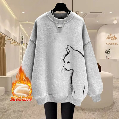 Jesenné a zimné vintage mikiny s výstrihom do O-neck s voľnými rukávmi, dámske oblečenie, ležérna potlač, jednofarebný sveter s dlhým rukávom, tričko s krátkym rukávom