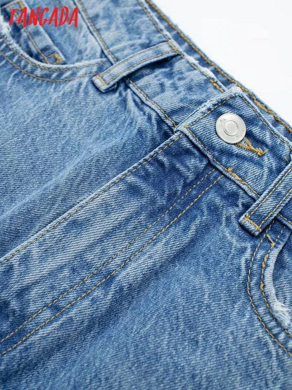 Dámske modré džínsy s vysokým pásom Tangada 2023, dlhé džínsové nohavice s vreckami a vreckami 3H158