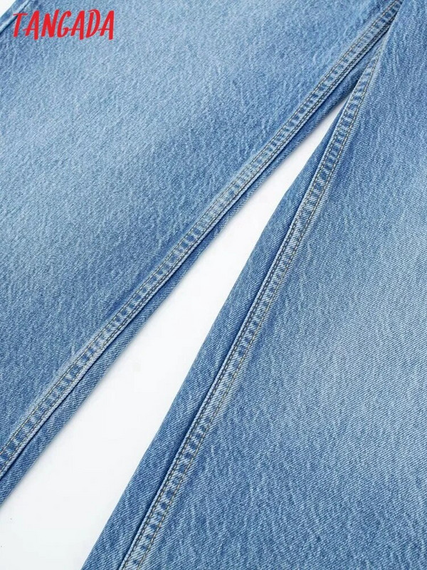 Dámske modré džínsy s vysokým pásom Tangada 2023, dlhé džínsové nohavice s vreckami a vreckami 3H158