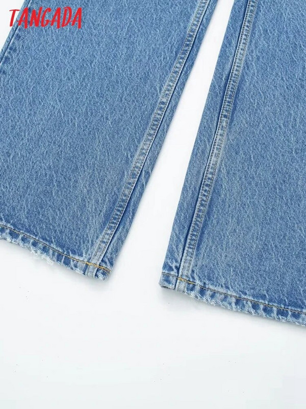 Dámske modré džínsy s vysokým pásom Tangada 2023, dlhé džínsové nohavice s vreckami a vreckami 3H158