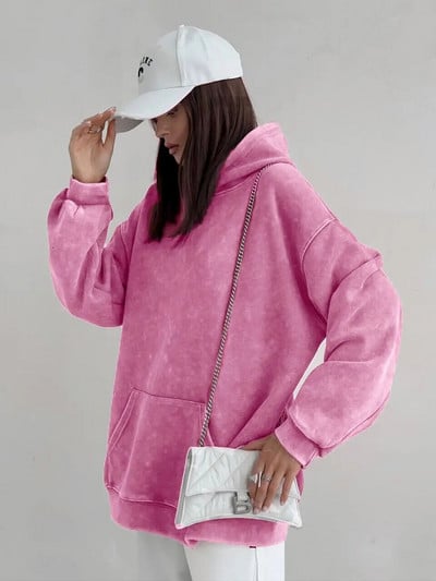 Hirsionsan Retro Washed Mikina Dámska Voľná Nadrozmerná Streetwear Trendy Pulóvre Mikiny Jesenné Dámske Bavlnené Párové Topy