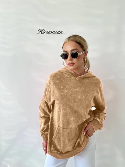 Hirsionsan Retro Washed Mikina Dámska Voľná Nadrozmerná Streetwear Trendy Pulóvre Mikiny Jesenné Dámske Bavlnené Párové Topy