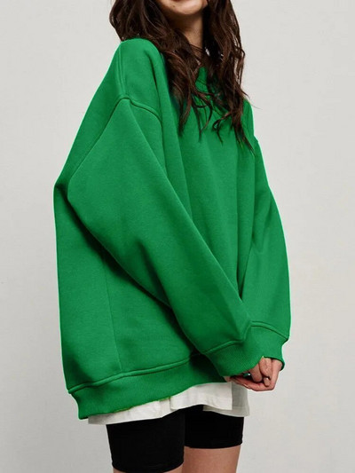 MiuKoMiYa Jednofarebné nadrozmerné mikiny pre ženy, zamatové zimné topy s výstrihom do O, flísové mikiny s kapucňou