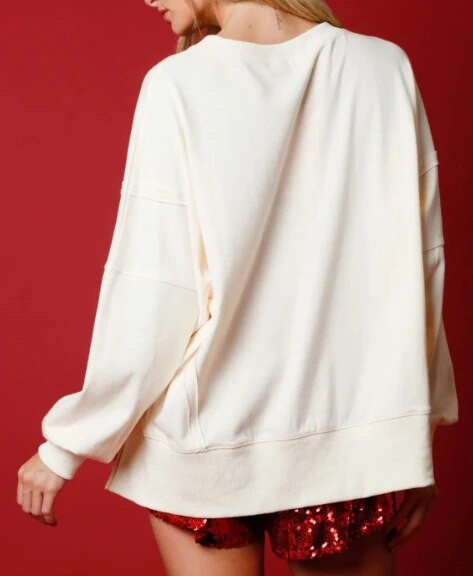 Vianočný flitrovaný pulóver s dlhým rukávom pre ženy, nový jesenný a zimný dámsky anime vzor s voľným okrúhlym výstrihom 2023